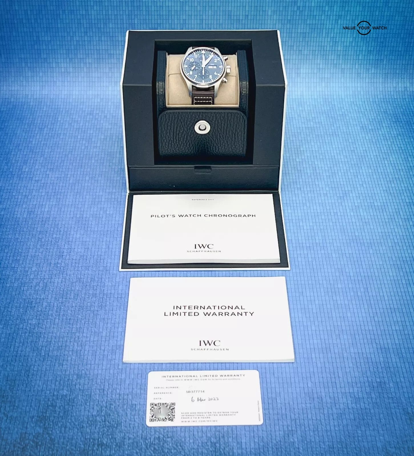 IWC Pilot's Watch Blue Dial Chronograph Men's Watch with Box & Papers IW377714 - Image 5