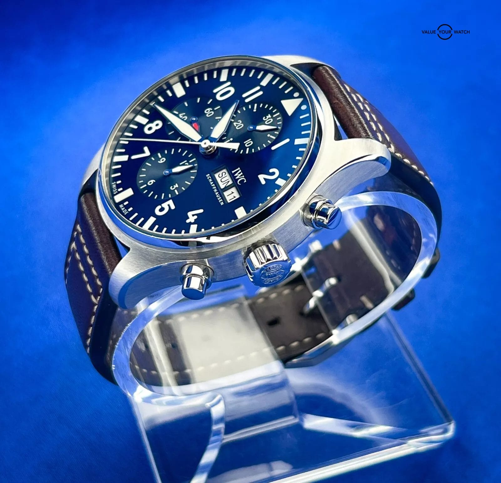 IWC Pilot's Watch Blue Dial Chronograph Men's Watch with Box & Papers IW377714 - Image 11