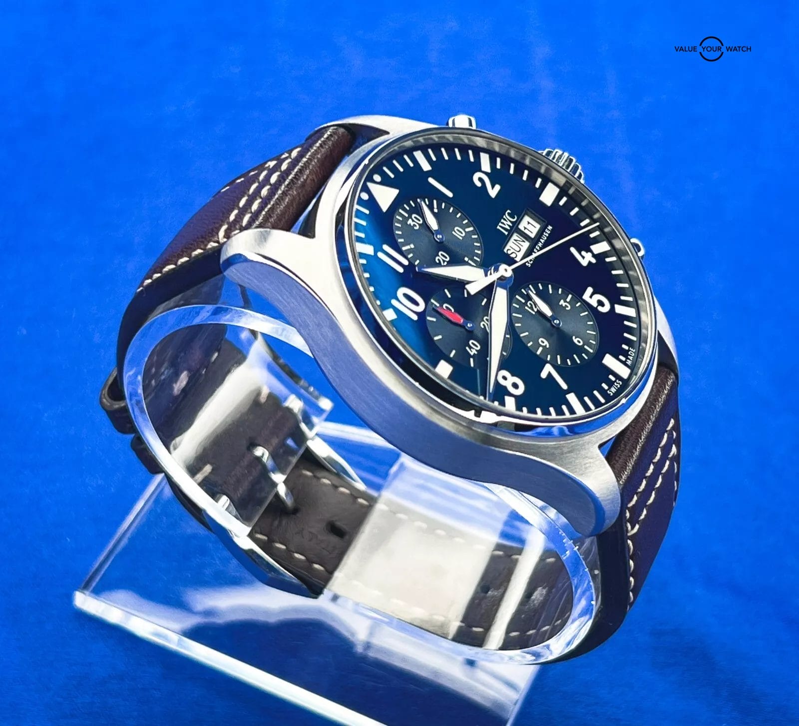 IWC Pilot's Watch Blue Dial Chronograph Men's Watch with Box & Papers IW377714 - Image 12