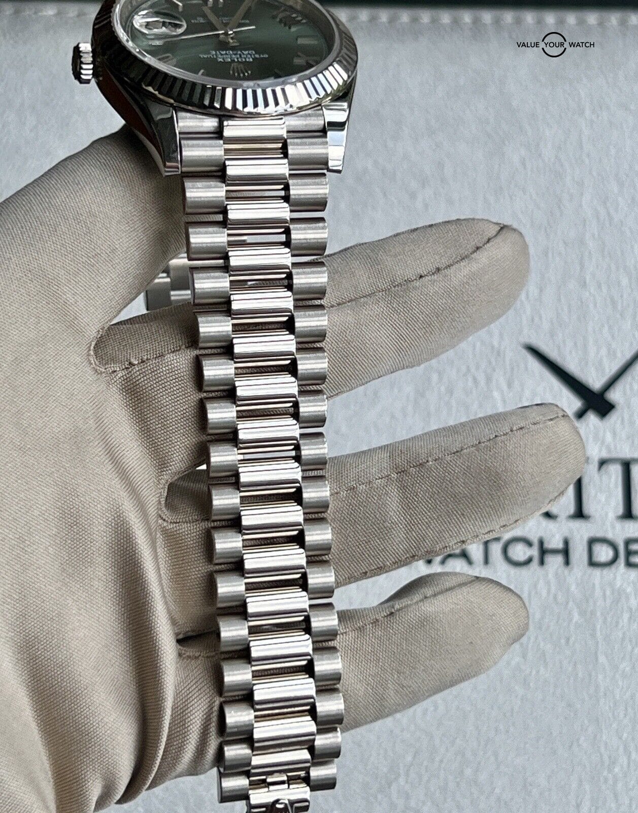 Rolex Day Date 228239 Olive Dial White Gold 40mm Men's Watch Box And Papers - Image 4