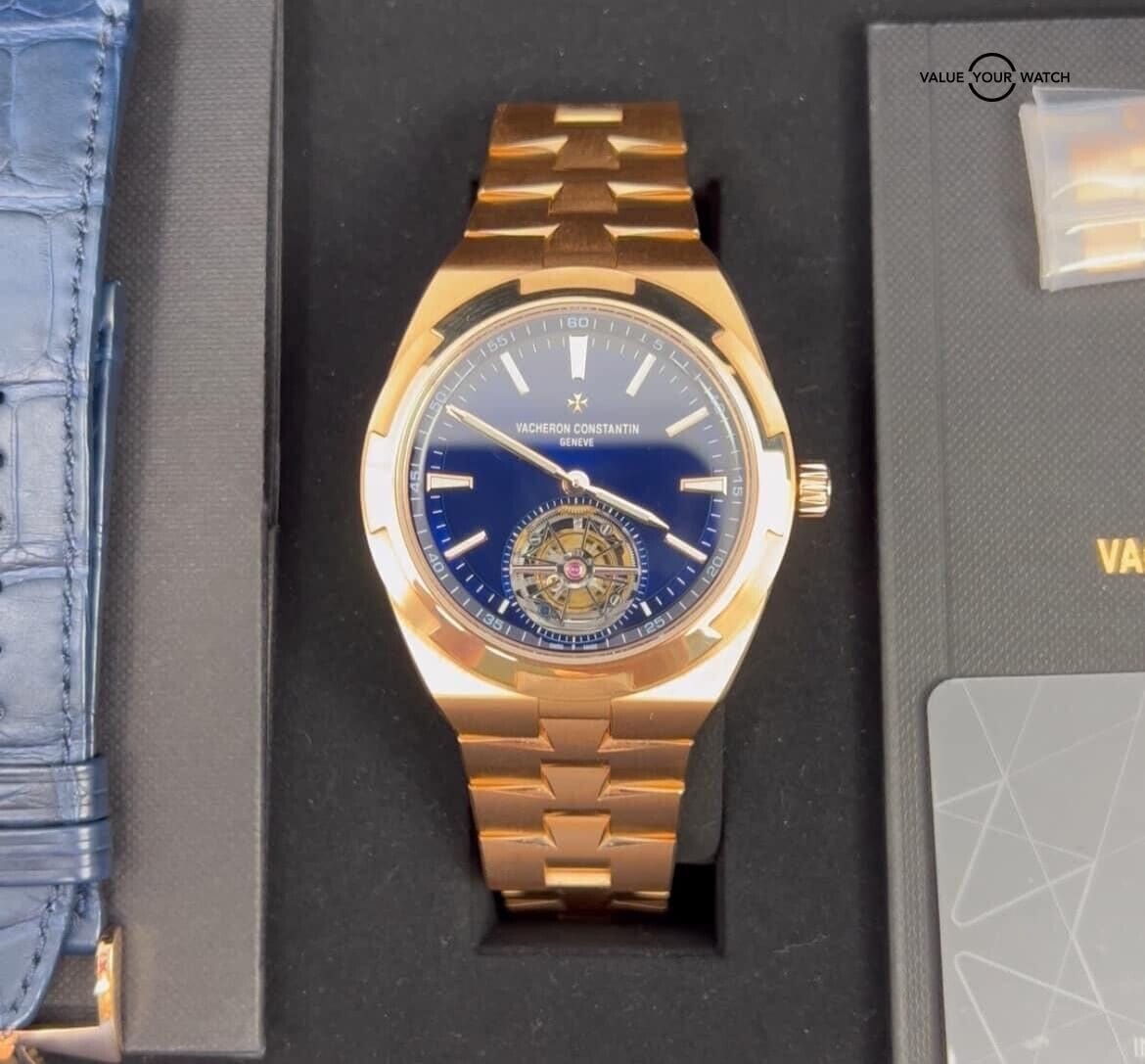 2022 Vacheron Constantin Complete Blue Dial Rose Gold Overseas Tourbillon