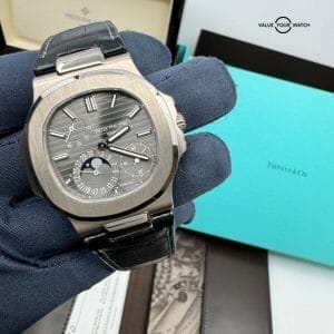 2020 Tiffany &amp; Co. Stamped Patek Philippe Box Papers White Gold 5712G-001