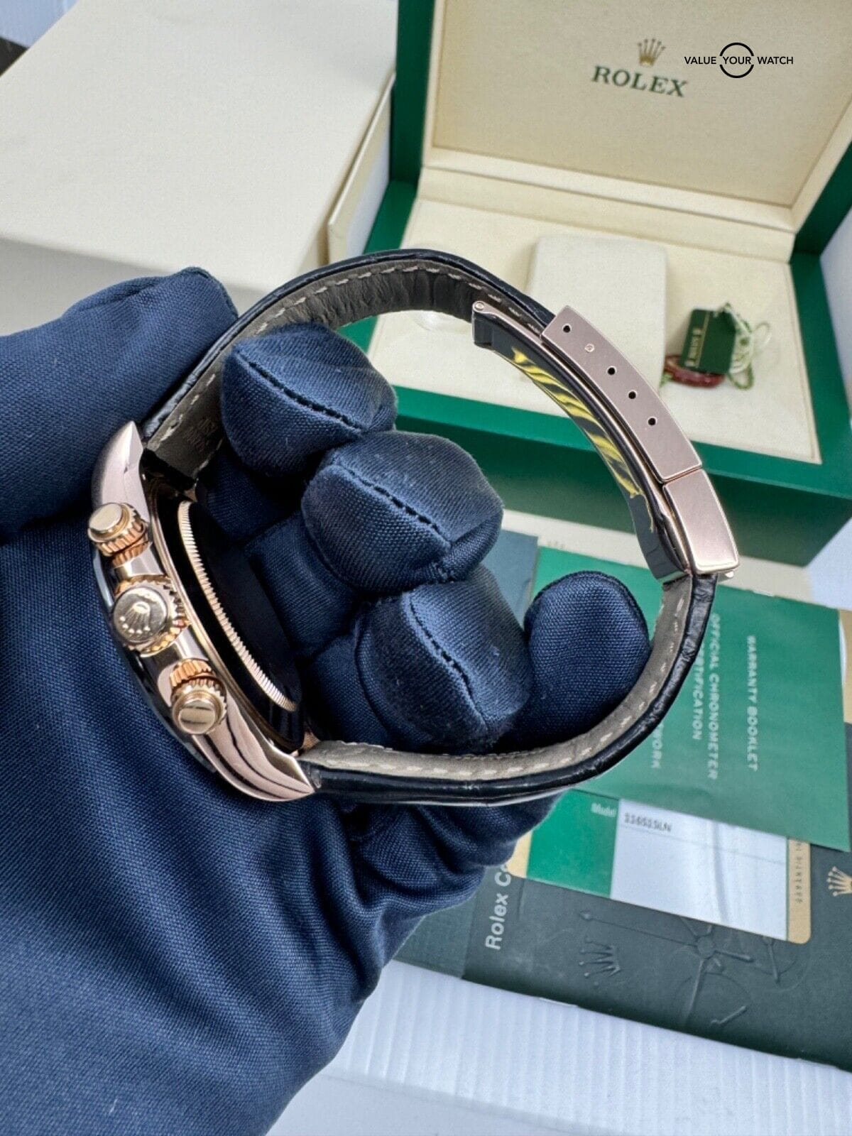 MINT Box Papers 2015 Pink Black Dial Rolex Daytona Ceramic Bezel Rose Gold - Image 6