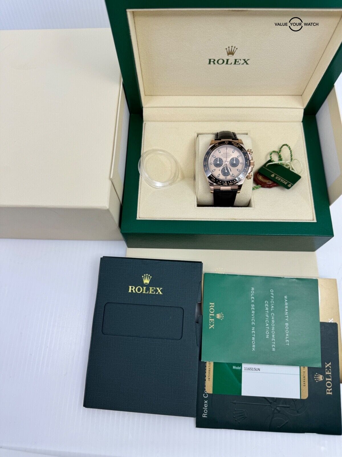 MINT Box Papers 2015 Pink Black Dial Rolex Daytona Ceramic Bezel Rose Gold - Image 7