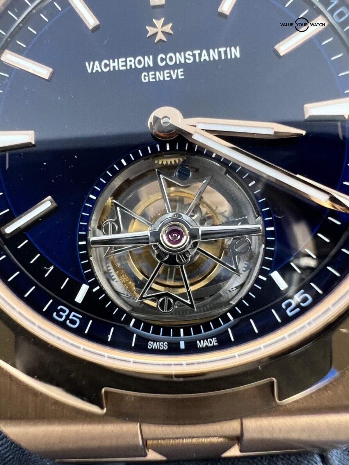 2022 Vacheron Constantin Complete Blue Dial Rose Gold Overseas Tourbillon - Image 10