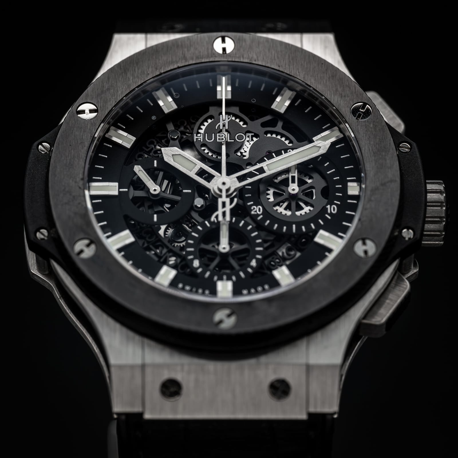 Hublot Big Bang Aero Bang 44mm Black Skeleton Dial Ceramic Bezel Full Set