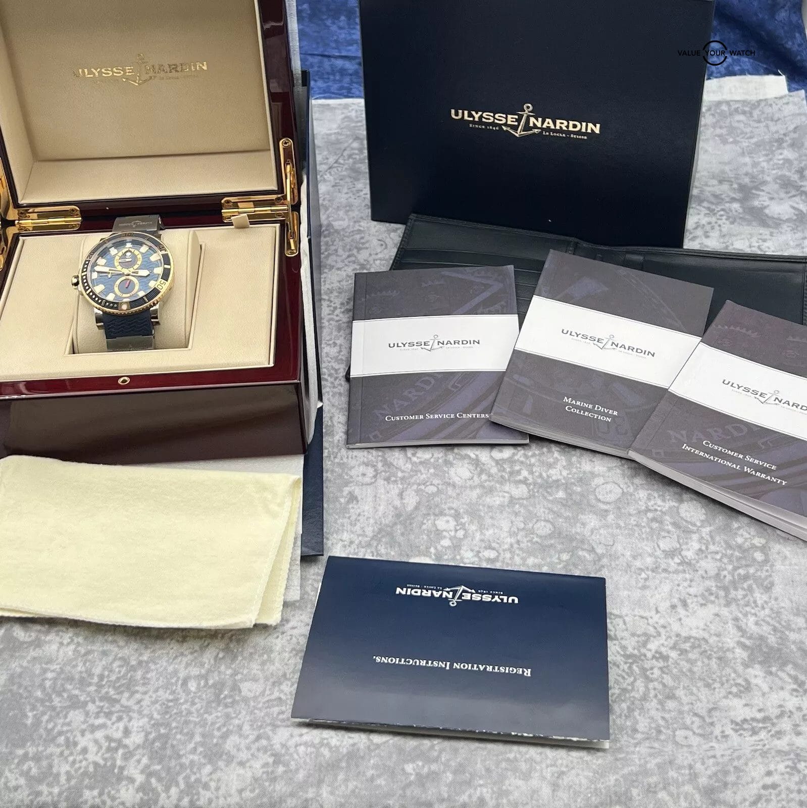 Ulysse Nardin Marine Diver 45mm Navy Blue and 18k Yellow Gold 265-90 - Image 5