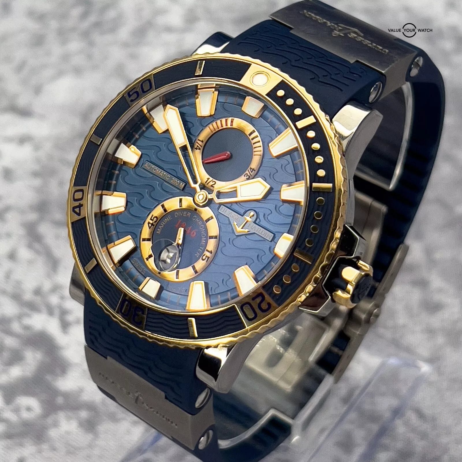 Ulysse Nardin Marine Diver 45mm Navy Blue and 18k Yellow Gold 265-90 - Image 11