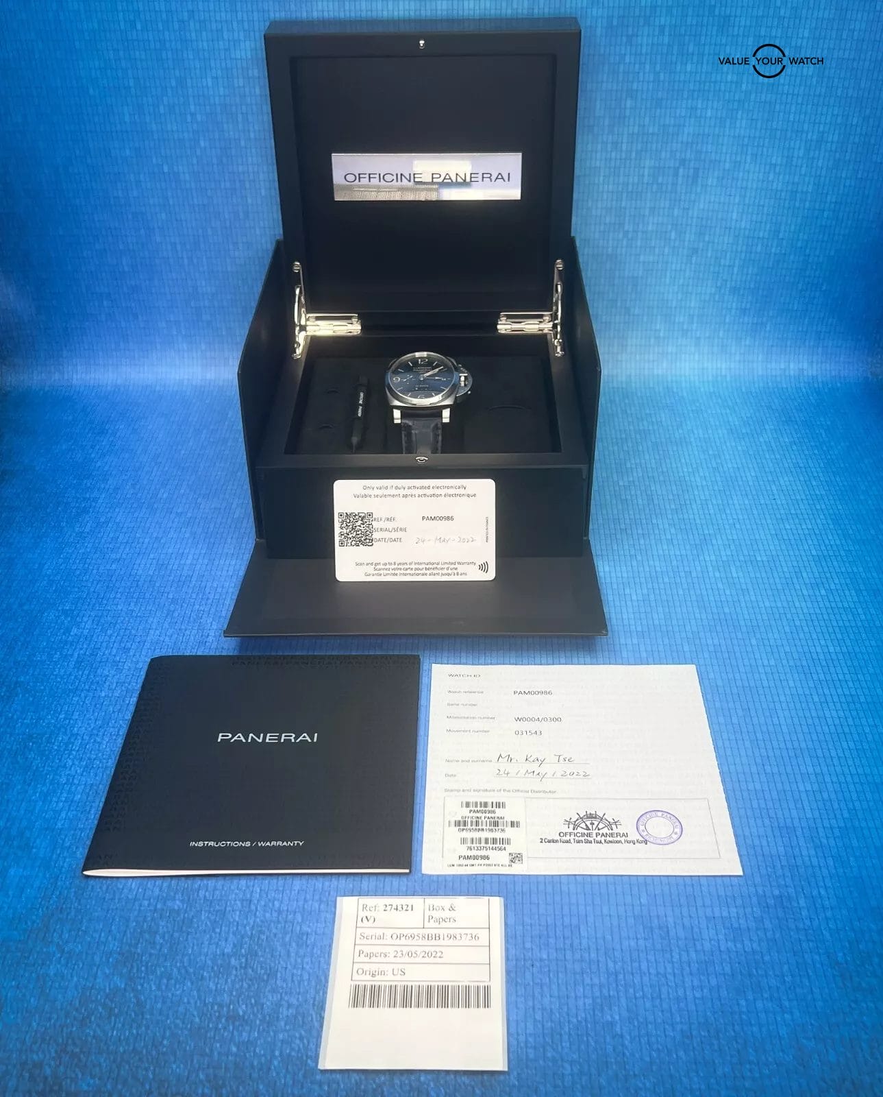 Panerai Luminor GMT 10 Days Blue Dial "Limited Edition" Men's Watch PAM00986 - Image 3