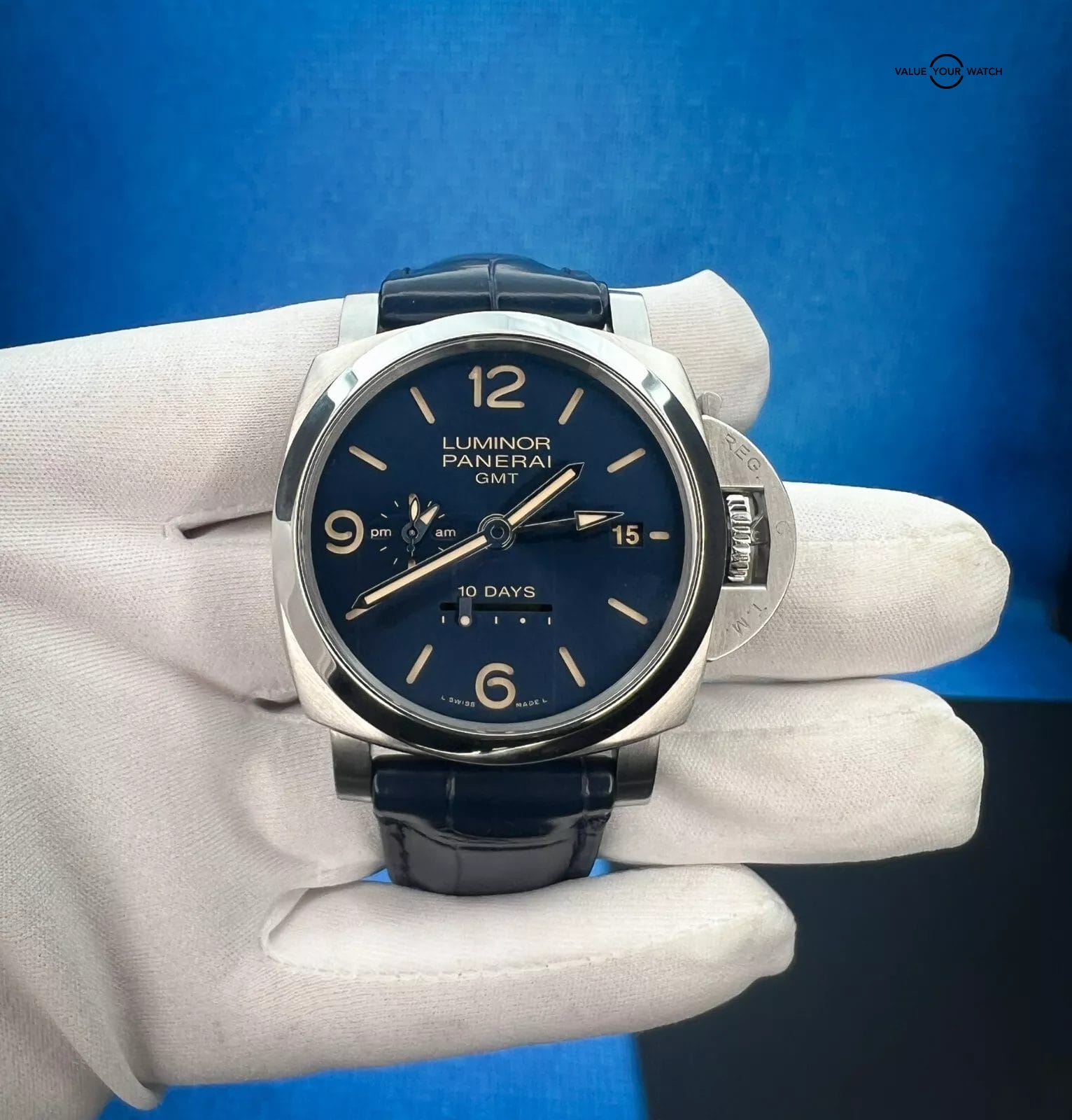 Panerai Luminor GMT 10 Days Blue Dial "Limited Edition" Men's Watch PAM00986 - Image 7
