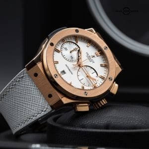 Hublot Classic Fusion White/Opaline in rose gold, 45mm full set w extra strap!