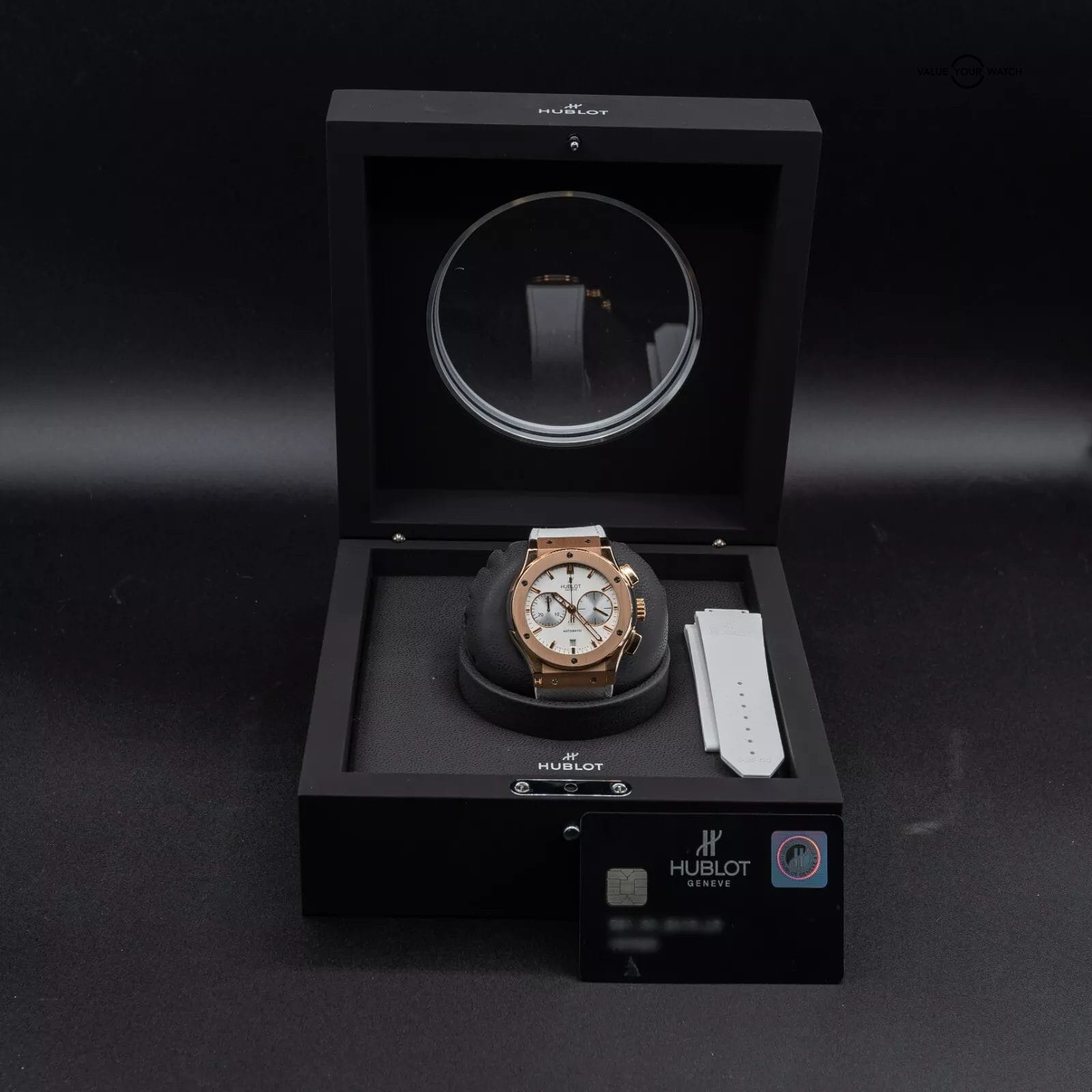 Hublot Classic Fusion White/Opaline in rose gold, 45mm full set w extra strap! - Image 3