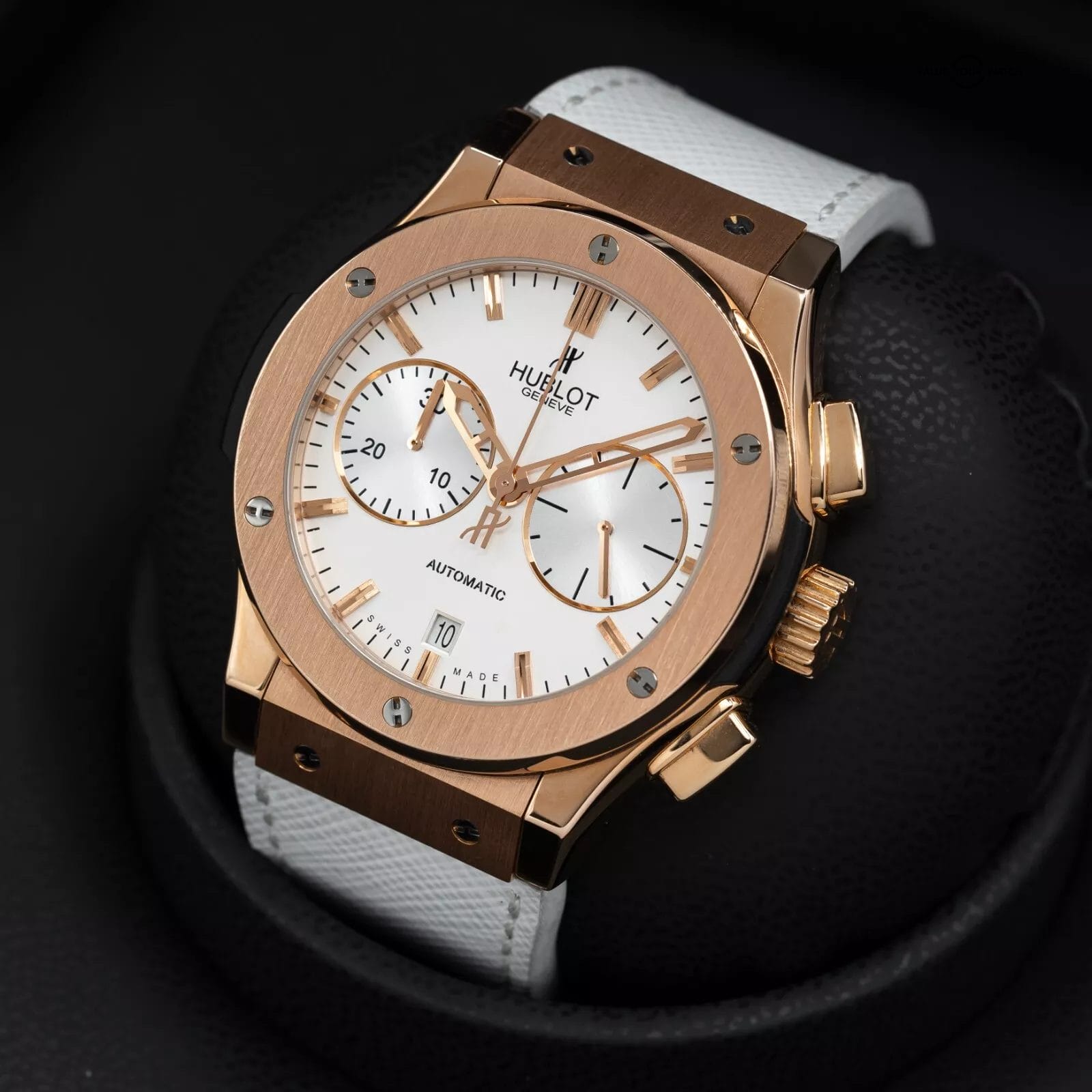 Hublot Classic Fusion White/Opaline in rose gold, 45mm full set w extra strap! - Image 15