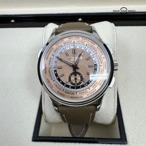 Salmon Dial Patek Philippe 5935A-001 World Time 5935A Flyback Chronograph Steel