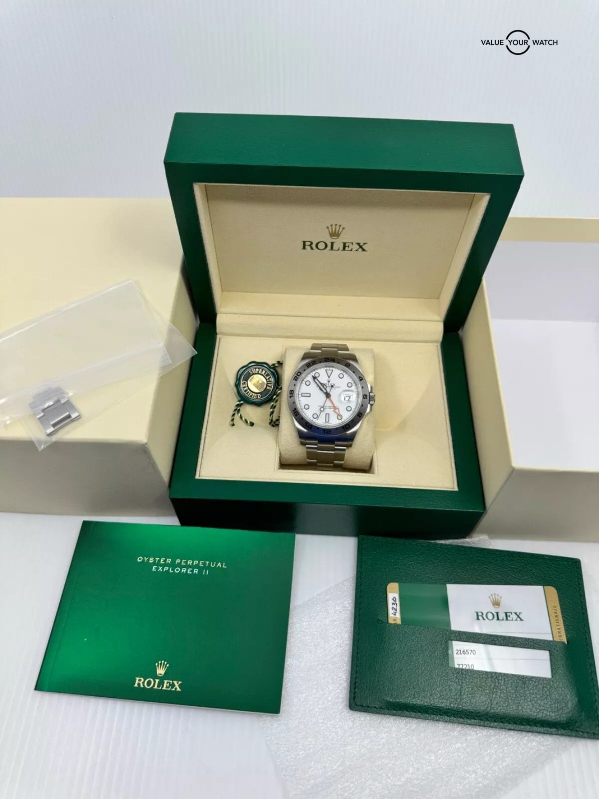 2018 Papers Mint White Polar Dial Rolex Explorer II 216570 Box Papers Full Links - Image 9