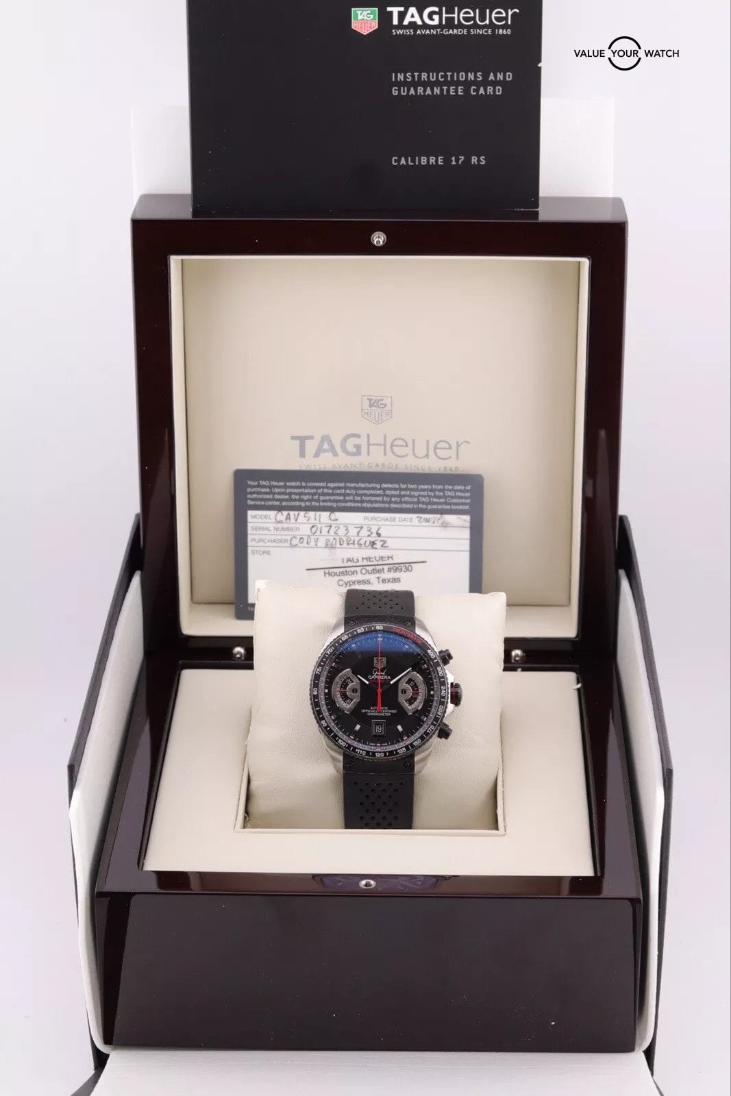 TAG Heuer Grand Carrera Chronograph Calibre 17 RS | CAV511C | 2017 Complete Set - Image 6