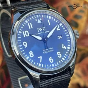 IWC Mark XVIII Laureus Sport Ltd. Ed. Blue Dial Black Ceramic Watch Box &amp; Papers