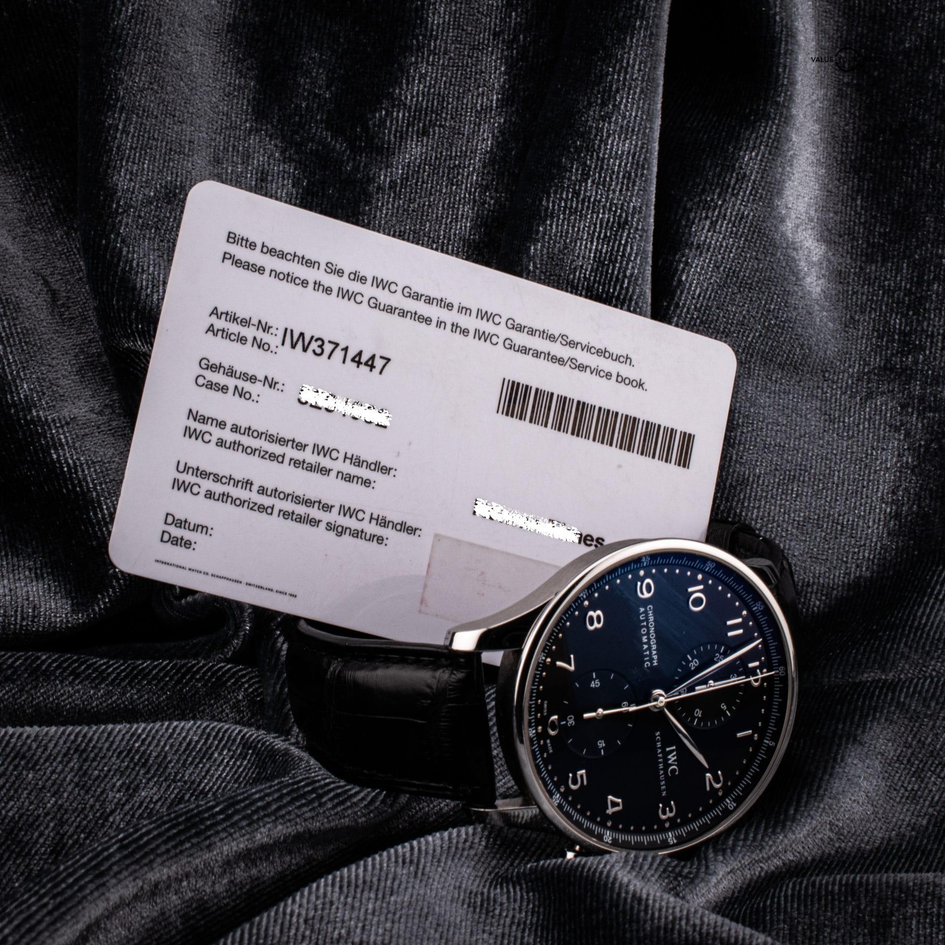 IWC Portugieser Chronograph with Black Dial, Ref. IW371447 with Open Card - Image 3