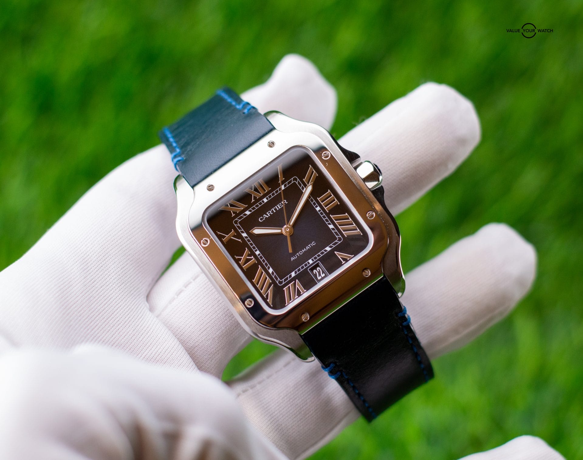 2022 Cartier Santos Large Blue Dial Automatic WSSA0030 - Image 11