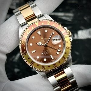 Rolex GMT Master II Root Beer 16713 Complete Set 2001 Gold Clasp 40