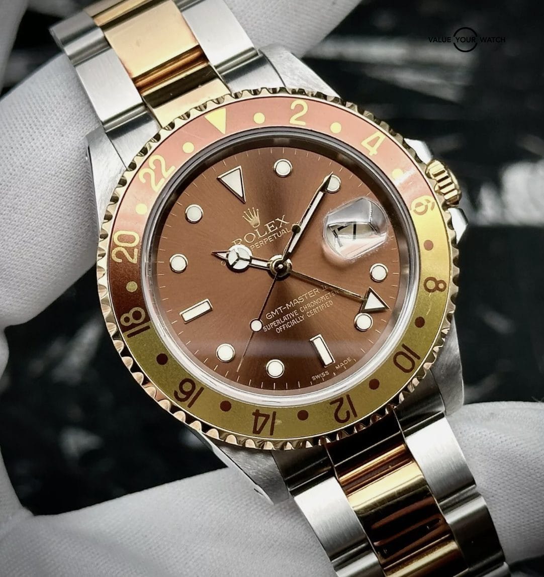 Rolex GMT Master II Root Beer 16713 Complete Set 2001 Gold Clasp