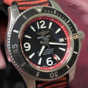 Breitling Superocean 42 Exclusive A17366 Unworn Red and Black Custom Strap