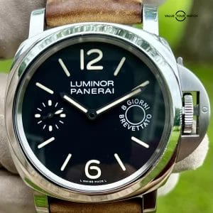 Panerai Luminor Marina 8 Days 44MM Black Dial Leather Strap (PAM00590)