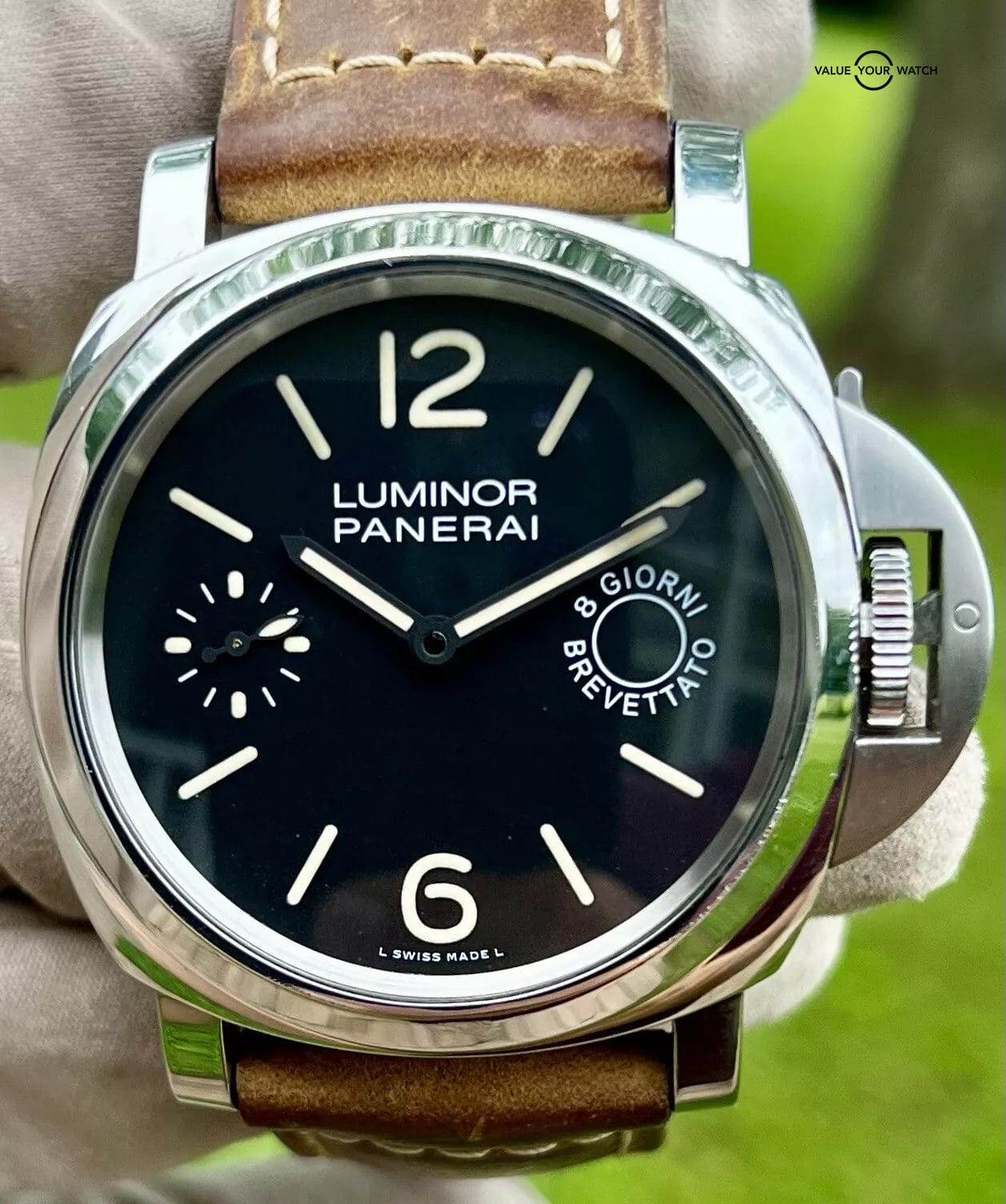 Panerai Luminor Marina 8 Days 44MM Black Dial Leather Strap (PAM00590)