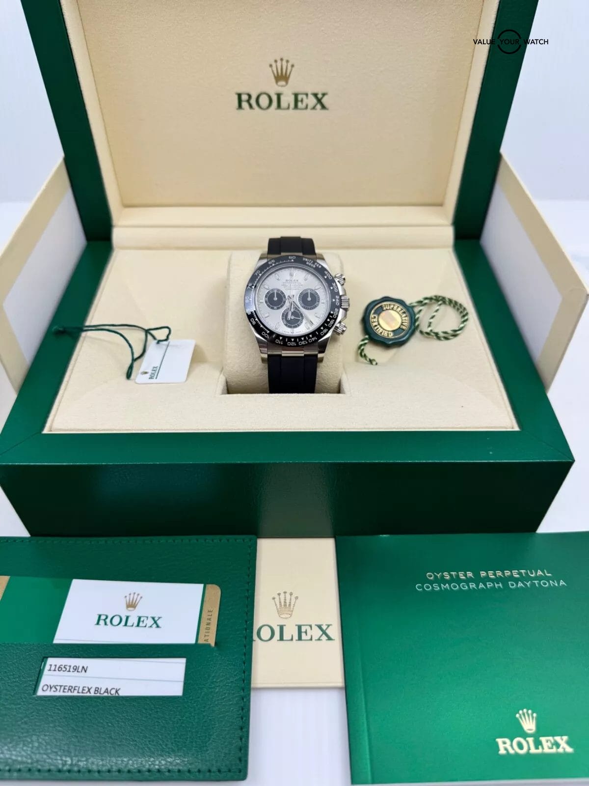 2019 MINT Box Papers Ghost Dial Ceramic Bezel Rolex Daytona 40MM White Gold Grey - Image 2
