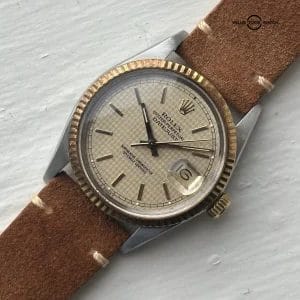 Rolex Datejust 36 Yellow Gold Steel RARE Houndstooth Dial 16013 36mm