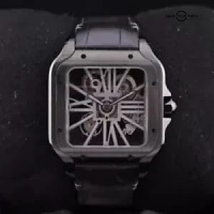 Cartier Santos Skeleton Large DLC Steel Alligator Manual 39mm WHSA0009 2021 B&P