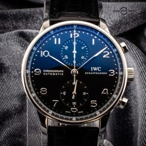 IWC Portugieser Chronograph with Black Dial, Ref. IW371447 with Open Card