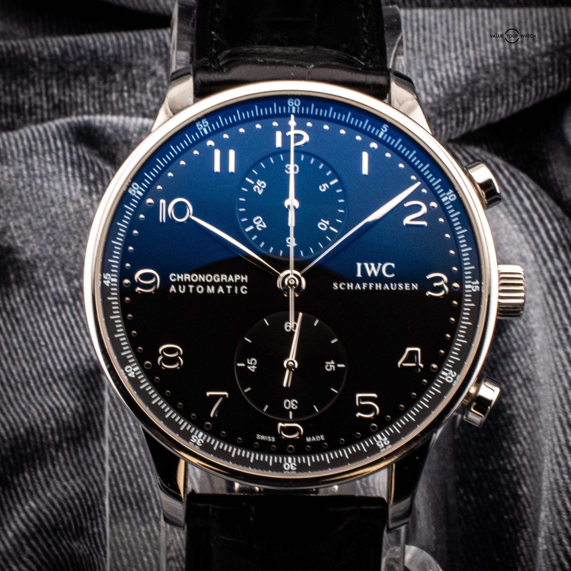 IWC Portugieser Chronograph with Black Dial, Ref. IW371447 with Open Card
