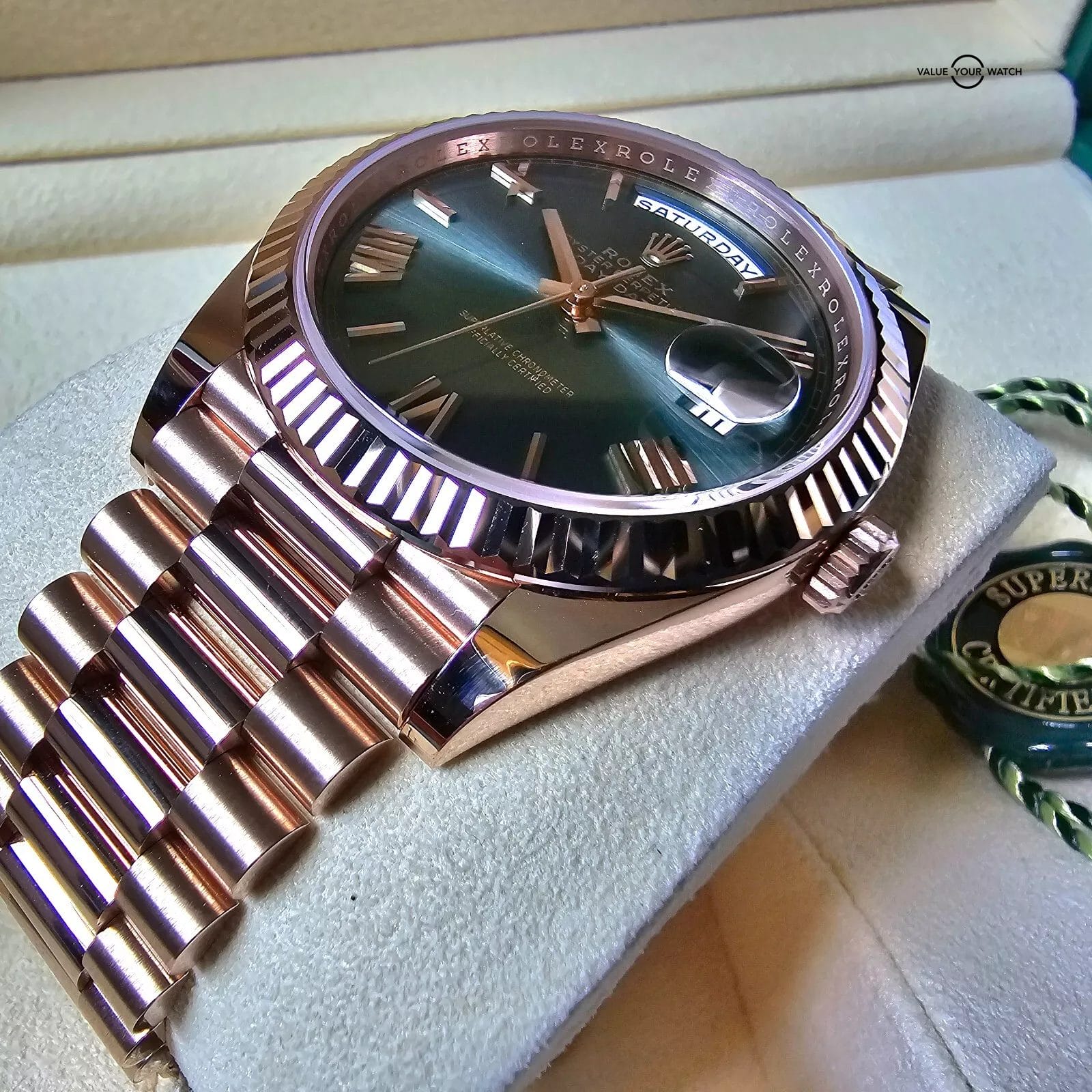 Rolex Day-Date 40mm Olive Dial in Rose Gold 228235 President DD40 Full set! - Image 5