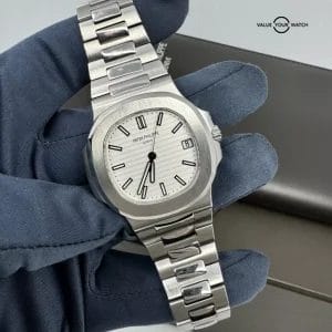 2023 PP Service 2015 Patek Philippe White Piano Dial Nautilus Steel Box Papers