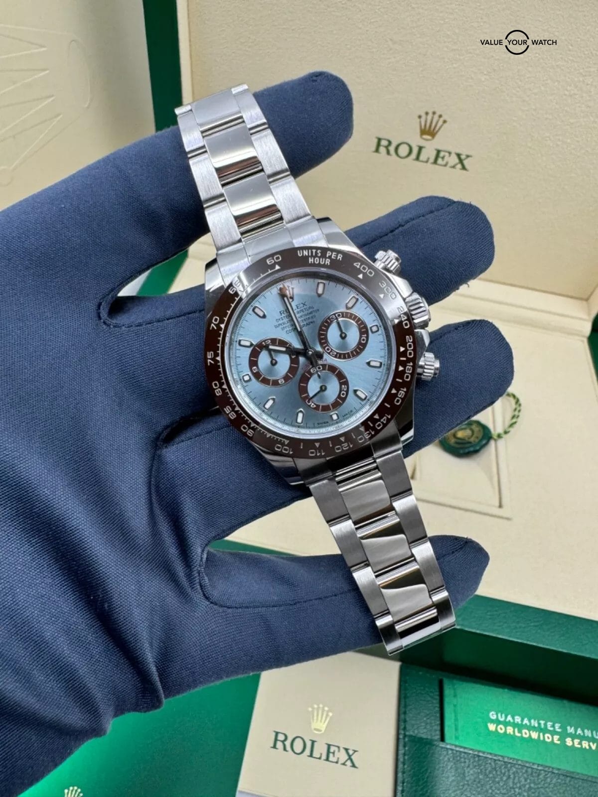 MINT Platinum Rolex Daytona GLACIER ICE BLUE 40mm 950 Platinum