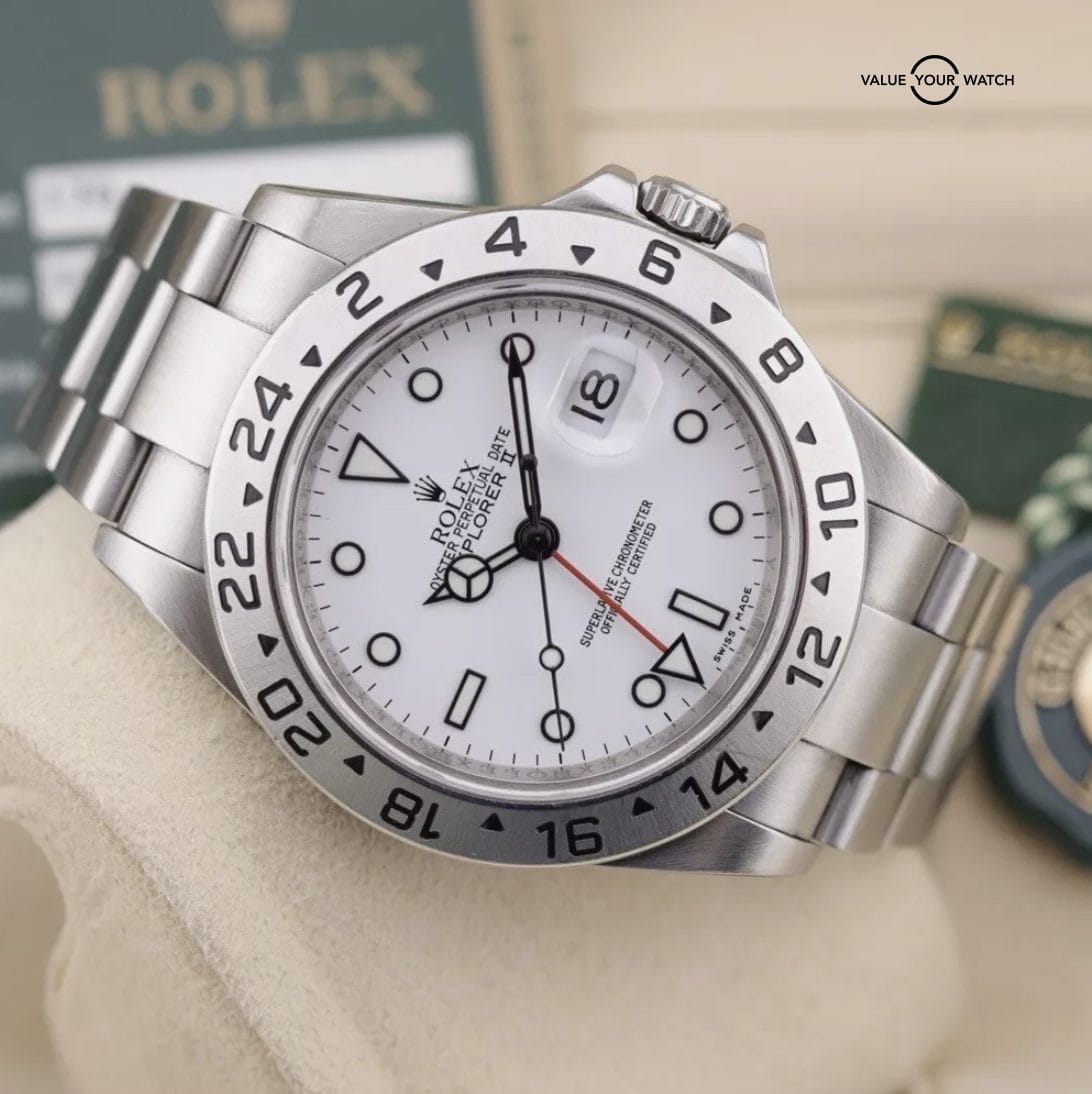 Rolex Explorer II GMT Polar 40mm 16570 Engraved Rehaut x Cal