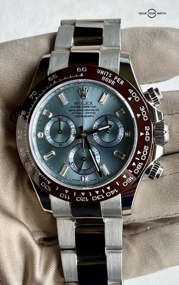 Rolex Cosmograph Platinum Daytona 116506 With Baguette Dial Complete Set - Image 2