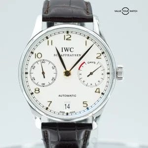 IWC Portuguese Automatic 7 Day Reserve Silver Dial IW500114 !
