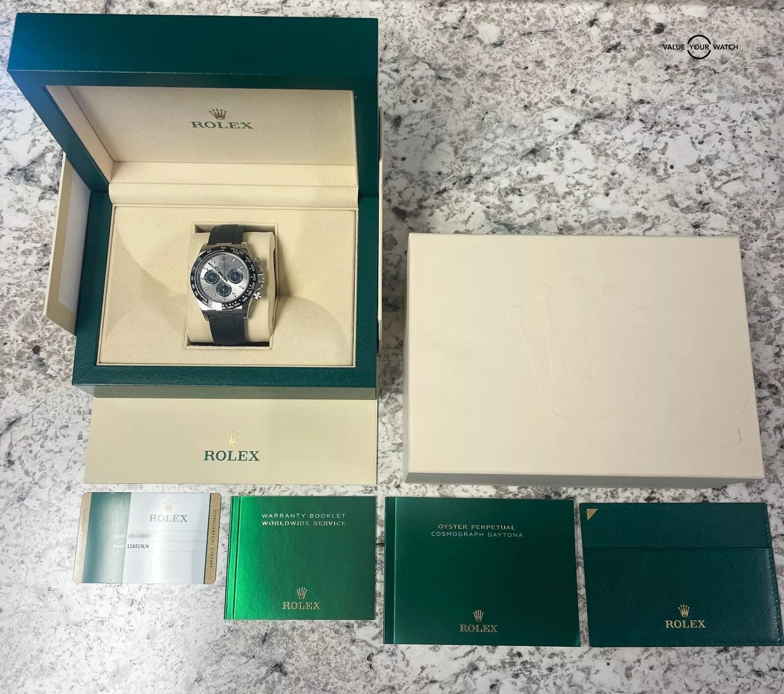 ROLEX Daytona Oysterflex 116519LN 40mm 18K White Gold 2017 BOX/PAPERS - Image 3