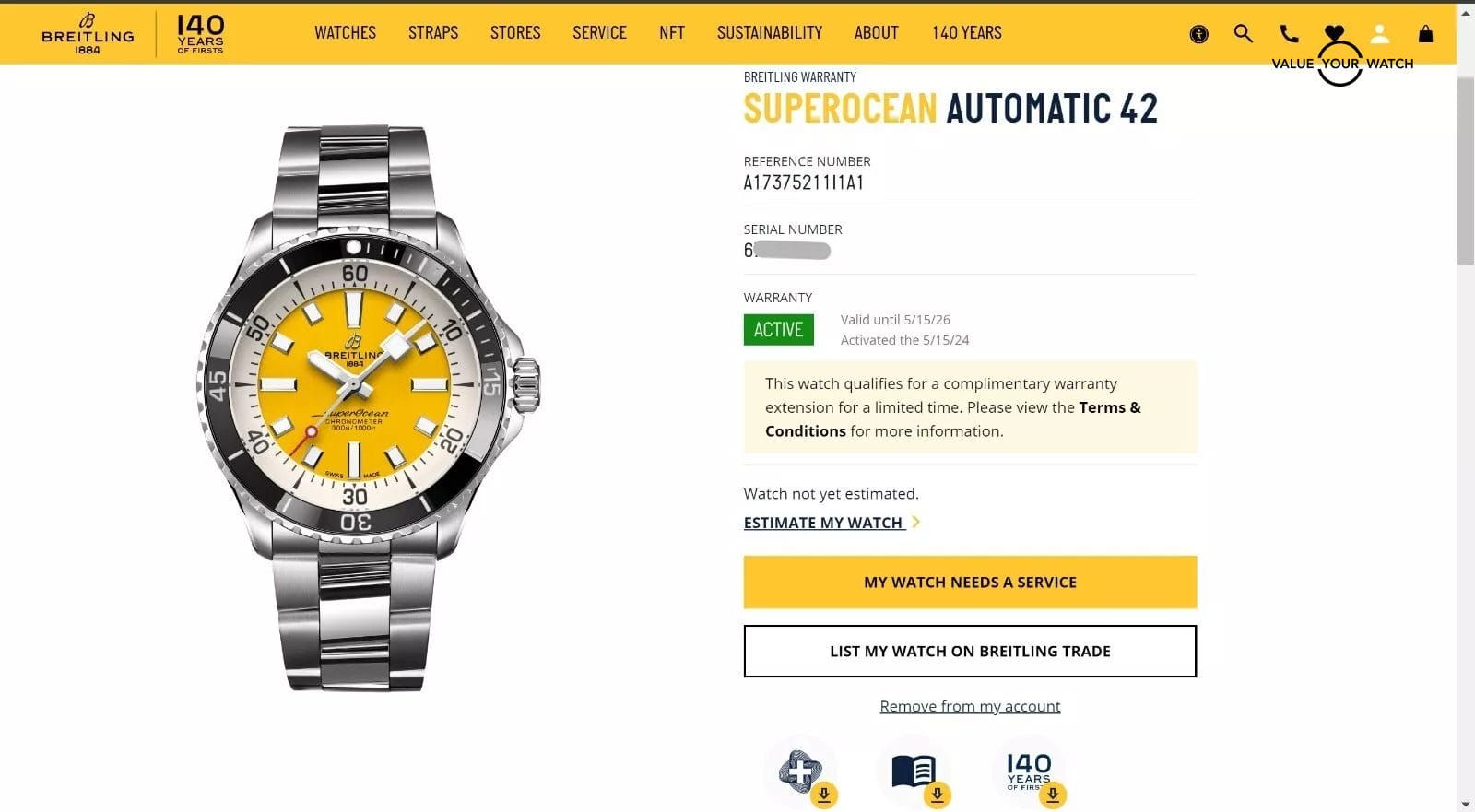 Breitling Superocean 42 “Boutique” Yellow Dial Stainless Steel A17375211I1A1! - Image 3