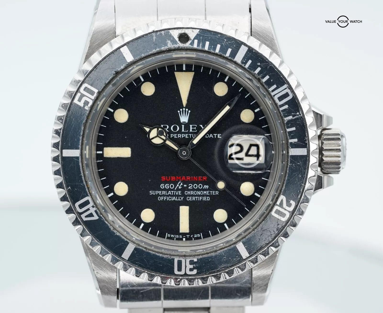 1971 Rolex 1680 RED Submariner MK 4 Dial Stainless Steel!