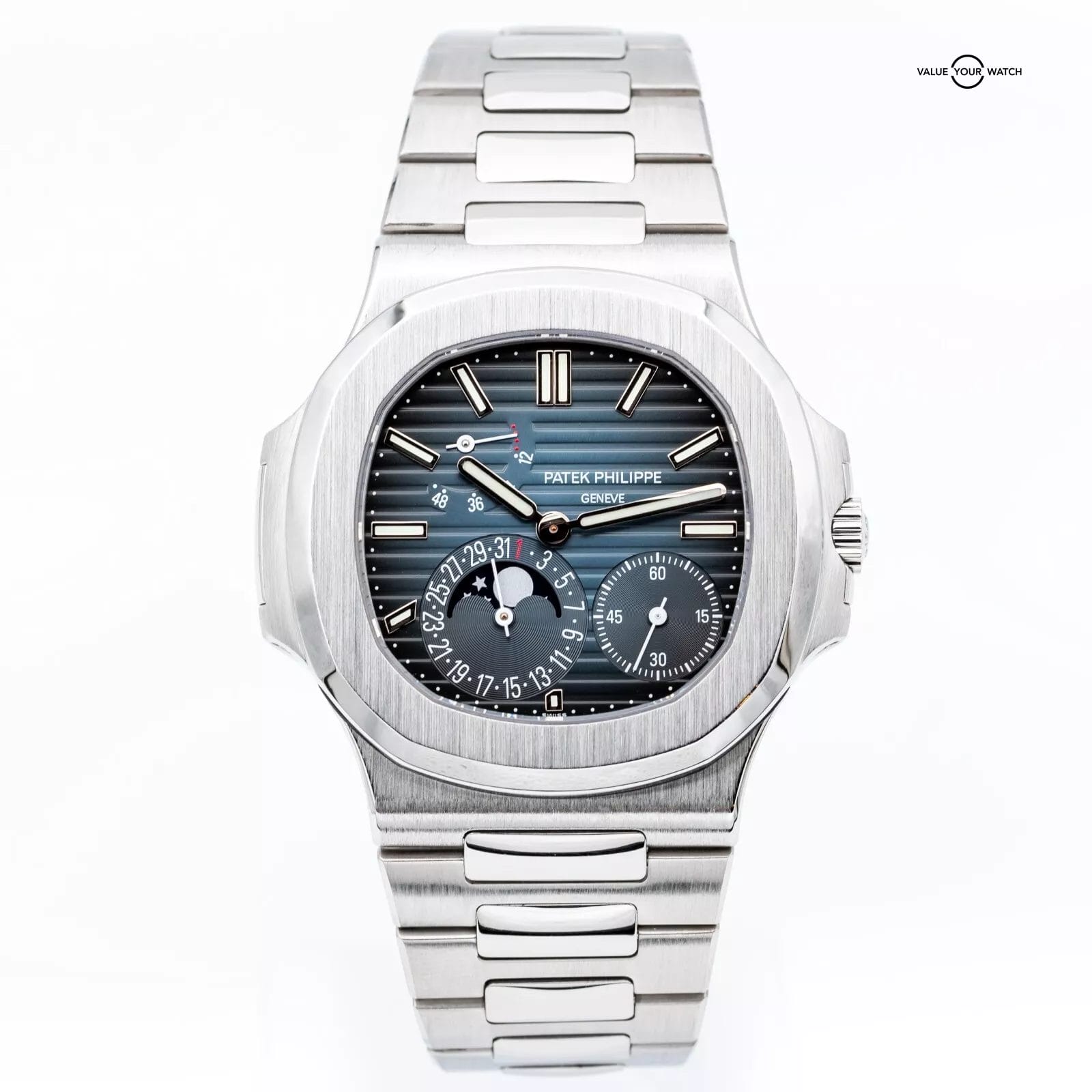 Patek philippe nautilus silver blue online