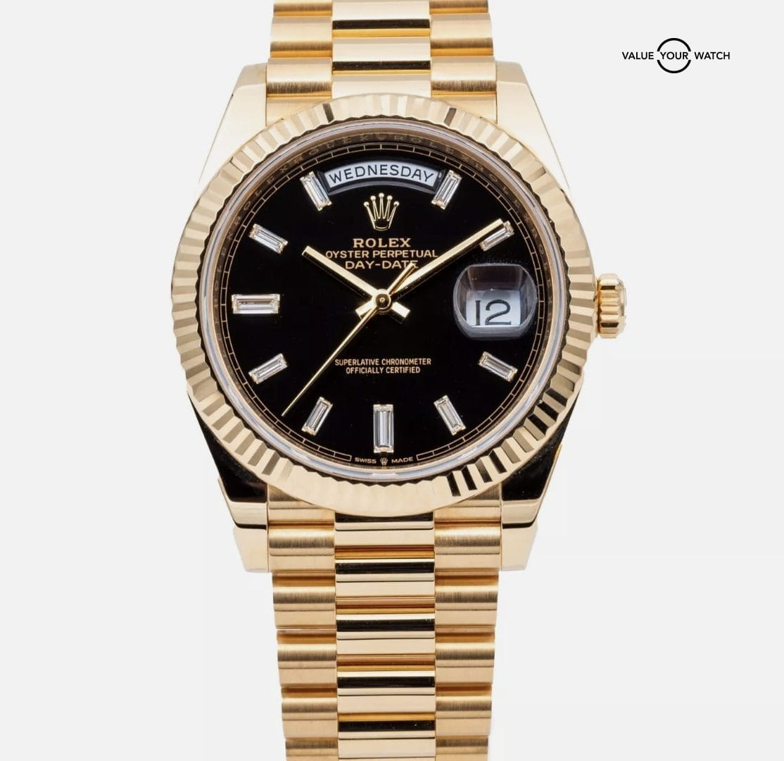 2023 Rolex Day-Date President 40 228238 Yellow Gold Black Baguette Dial - Image 2