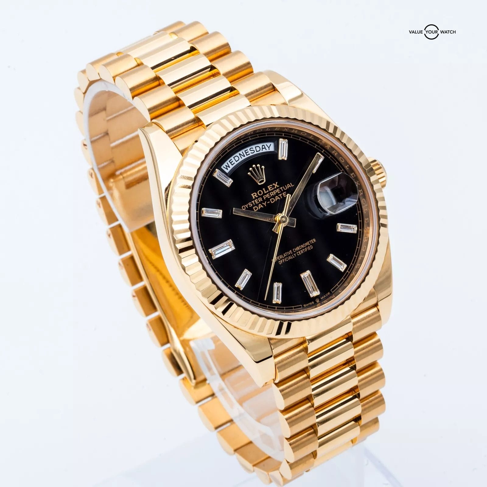 2023 Rolex Day-Date President 40 228238 Yellow Gold Black Baguette Dial - Image 11