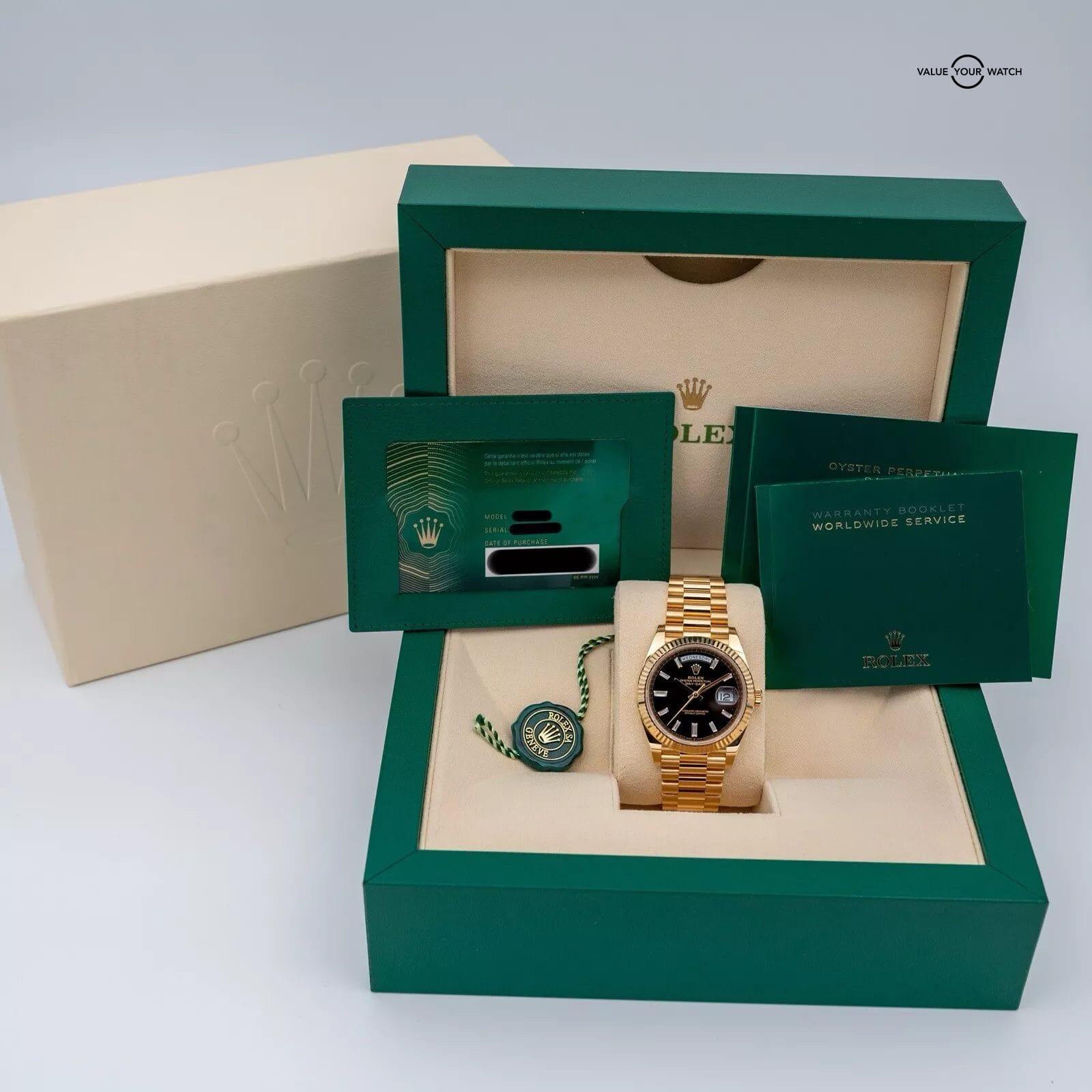 2023 Rolex Day-Date President 40 228238 Yellow Gold Black Baguette Dial - Image 12