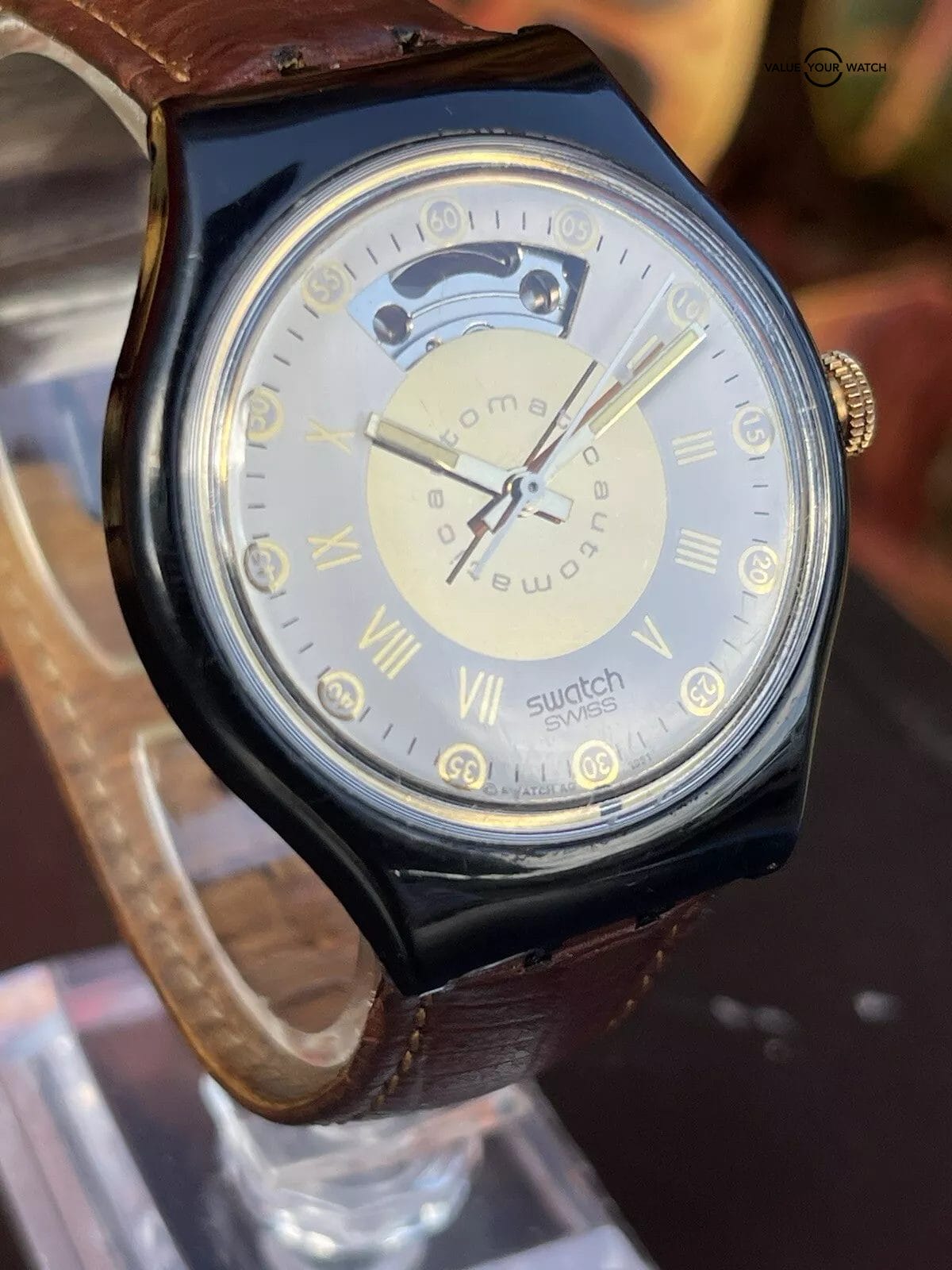 Authentic Swatch Originals Automatic Watch SAB101 5th Avenue Estate Sale Running - Image 2