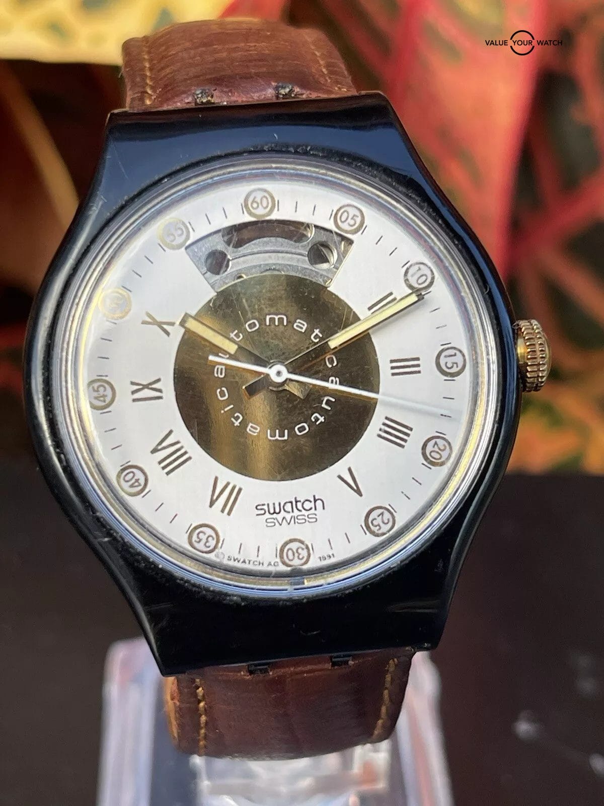 Authentic Swatch Originals Automatic Watch SAB101 5th Avenue Estate Sale Running