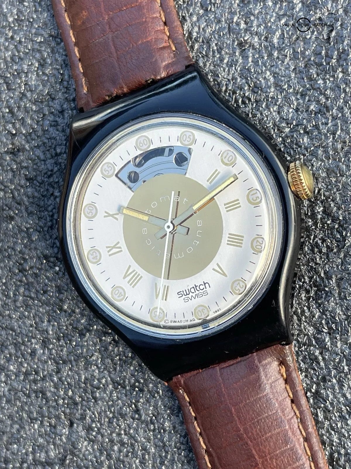 Authentic Swatch Originals Automatic Watch SAB101 5th Avenue Estate Sale Running - Image 11