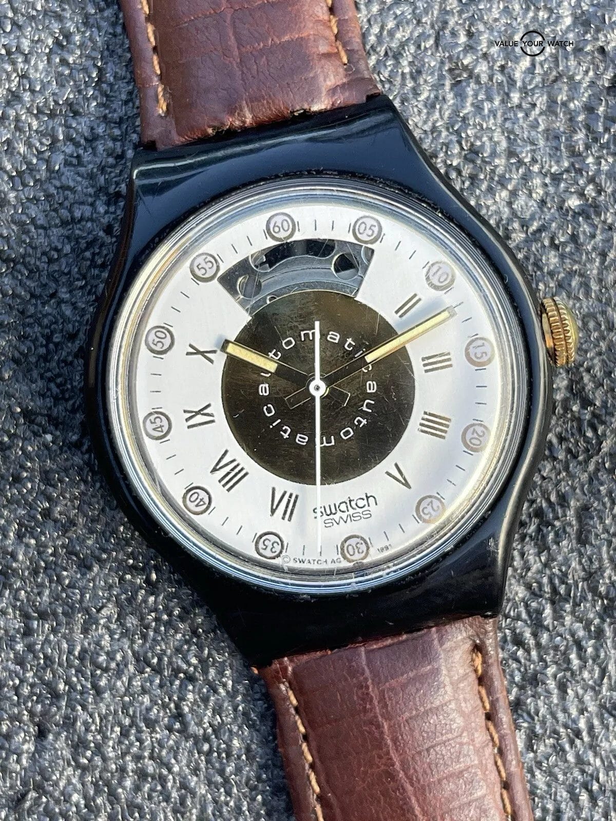 Authentic Swatch Originals Automatic Watch SAB101 5th Avenue Estate Sale Running - Image 12